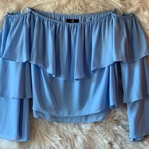 Missguided Off the Shoulder Layered Ruffled Top